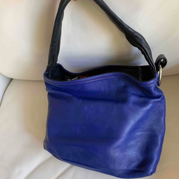 Genuine blue leather shoulder bag - Picture 2 of 6